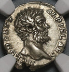 194 NGC XF Roman Empire Clodius Albinus Denarius Felicitas Rare (20010304C)