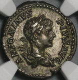 202 NGC Ch XF Caracalla Roman Empire Denarius Emperor & Plautilla Marriage Commemorative (21041305C)