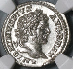 212 NGC MS Caracalla Roman Empire Denarius Nude Hercules Lion Skin Superb Style (19122202D)