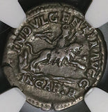 203 NGC Ch VF Caracalla Roman Empire Denarius Carthage Lion Water Pedigree (21070901C)