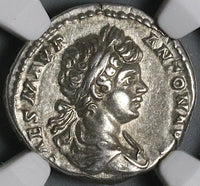 199 NGC Ch VF Caracalla Roman Empire Denarius Emperor Captive Victory Parthia (22030704C)