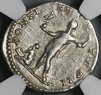 199 NGC Ch VF Caracalla Roman Empire Denarius Emperor Captive Victory Parthia (22030704C)