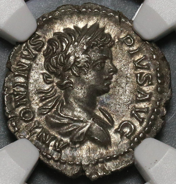 202 NGC AU Caracalla Roman Empire Denarius War Galley Historic Ancient Silver Coin (20042001C)