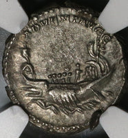 202 NGC AU Caracalla Roman Empire Denarius War Galley Historic Ancient Silver Coin (20042001C)