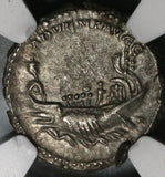 202 NGC AU Caracalla Roman Empire Denarius War Galley Historic Ancient Silver Coin (20042001C)