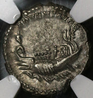 202 NGC AU Caracalla Roman Empire Denarius War Galley Historic Ancient Silver Coin (20042001C)