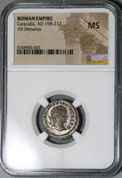 214 NGC MS Caracalla Roman Empire Denarius Liberalitas Donative Commemorative (20120901C)