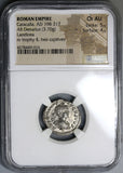 201 NGC Ch AU Caracalla Roman Empire Denarius Parthia War Laodicea Mint Commemorative with Pedigree (19040802C)