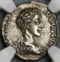 175 NGC XF Commodus Caesar Roman Empire Denarius Liberalitas Unpublished Variety (19043001C)