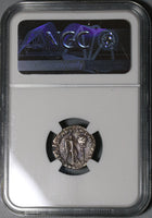 185 NGC Ch F Commodus Roman Empire Denarius Commemorative Victory Inscribing VODE (20050103C)