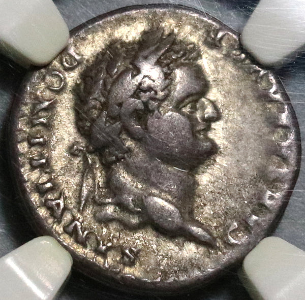 77 NGC VF Domitian Roman Empire Denarius Caesar on Horseback 5/5 4/5 (17120701D)