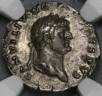 76 NGC AU Domitian Caesar Roman Empire Denarius Pegasus Pedigree (18092503C)
