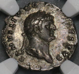 76 NGC AU Domitian Caesar Roman Empire Denarius Pegasus Pedigree (18092503C)