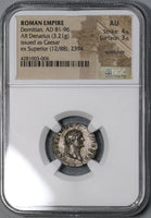 76 NGC AU Domitian Caesar Roman Empire Denarius Pegasus Pedigree (18092503C)