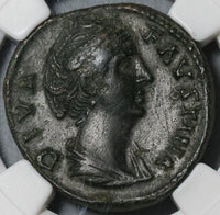 138 NGC Ch VF Faustina Sr Roman Empire Postumous AE As Aeternitas Pedigree (20120803C)