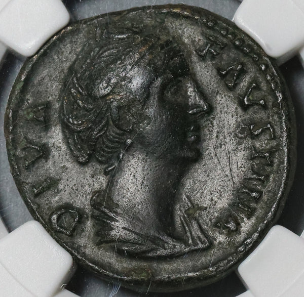 138 NGC Ch VF Faustina Sr Roman Empire Postumous AE As Aeternitas Pedigree (20120803C)