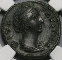 138 NGC Ch VF Faustina Sr Roman Empire Postumous AE As Aeternitas Pedigree (20120803C)