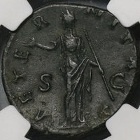 138 NGC Ch VF Faustina Sr Roman Empire Postumous AE As Aeternitas Pedigree (20120803C)