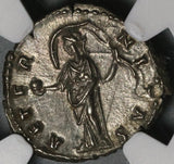 138 NGC Ch AU Faustina Sr Roman Empire Denarius Aeternitas Providentia (20050802C)