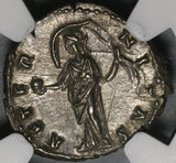 138 NGC Ch AU Faustina Sr Roman Empire Denarius Aeternitas Providentia (20050802C)
