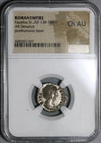 138 NGC Ch AU Faustina Sr Roman Empire Denarius Aeternitas Providentia (20050802C)