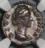 138 NGC Ch VF Faustina Sr Roman Empire Posthumous Denarius Aeternitas (20081101D)