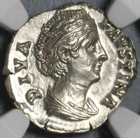 138-141 NGC MS Faustina Sr Roman Empire Denarius Aeternitas Reverse (18060803C)