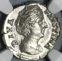 138-141 NGC MS Faustina Sr Roman Empire Denarius Aeternitas Reverse (18060803C)