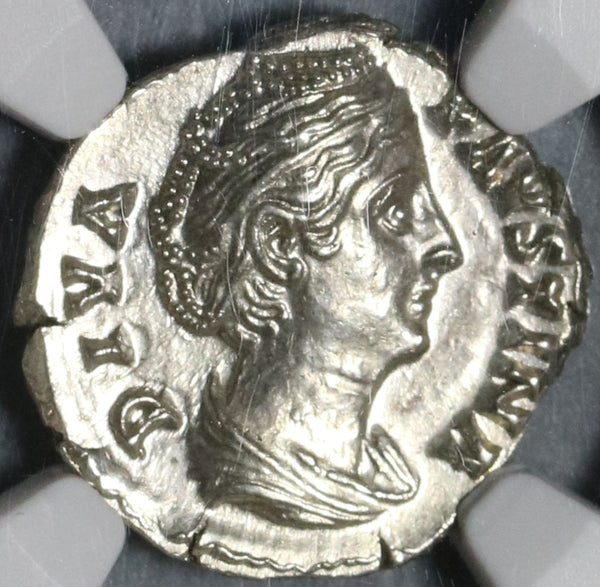 138-141 NGC MS Faustina Sr Roman Empire Denarius Aeternitas Reverse (18060803C)