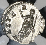 138-141 NGC MS Faustina Sr Roman Empire Denarius Aeternitas Reverse (18060803C)