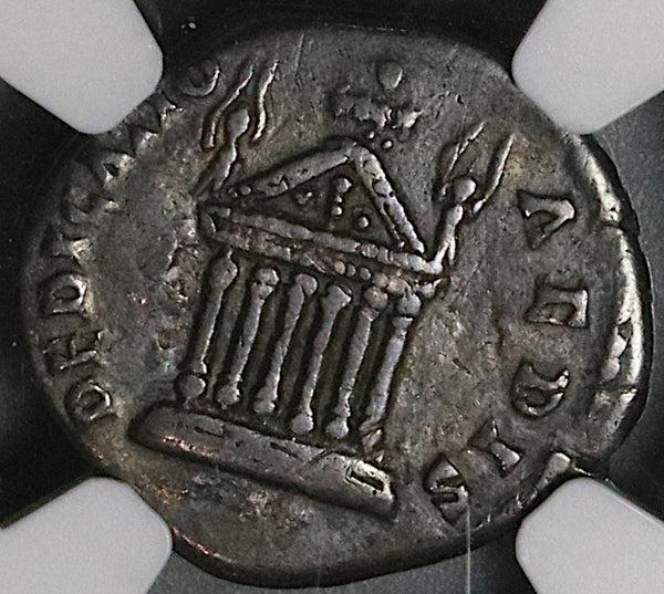138 NGC Ch F Faustina Sr Roman Empire Denarius Temple Dedication Rare (22031701C)