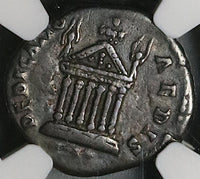 138 NGC Ch F Faustina Sr Roman Empire Denarius Temple Dedication Rare (22031701C)