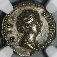 138 NGC XF Faustina Sr Roman Empire Denarius Temple Rare Pedigree (20081402C)