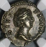 138 NGC XF Faustina Sr Roman Empire Denarius Temple Rare Pedigree (20081402C)