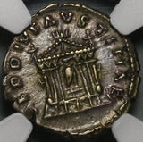 138 NGC XF Faustina Sr Roman Empire Denarius Temple Rare Pedigree (20081402C)