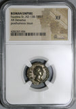 138 NGC XF Faustina Sr Roman Empire Denarius Temple Rare Pedigree (20081402C)