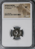 138 NGC XF Faustina Sr Roman Empire Denarius Thone Peacock Scarce Lifetime Type (21012104C)