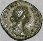 175 Faustina Jr Roman Empire AE As Juno Peacock XF Marcus Aurelius Wife (23112506R)
