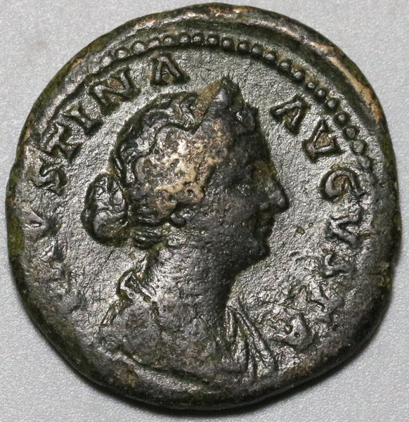 175 Faustina Jr Roman Empire AE As Salus & Snake VF Ancient Coin (20112502R)
