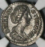 176 NGC Ch AU Faustina Jr Roman Empire Denarius Death Altar Marcus Aurelius Commemorative (21092202C)