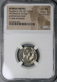 176 NGC Ch AU Faustina Jr Roman Empire Denarius Death Altar Marcus Aurelius Commemorative (21092202C)