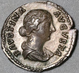 147 Faustina Jr Roman Empire AU Denarius Juno Wife Marcus Aurelius (20042607R)