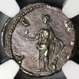 145 NGC AU Faustina Jr Roman Empire Denarius Venus Dolphin (19033103C)