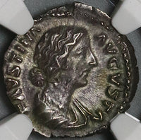 161 NGC Ch AU Faustina Jr Roman Empire Denarius Rare Venus Augustae Marcus Auelius 5/5 (22031702C)