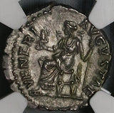 161 NGC Ch AU Faustina Jr Roman Empire Denarius Rare Venus Augustae Marcus Auelius 5/5 (22031702C)