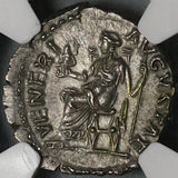 161 NGC Ch AU Faustina Jr Roman Empire Denarius Rare Venus Augustae Marcus Auelius 5/5 (22031702C)