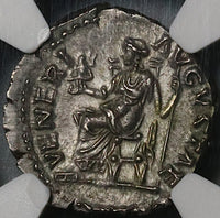 161 NGC Ch AU Faustina Jr Roman Empire Denarius Rare Venus Augustae Marcus Auelius 5/5 (22031702C)