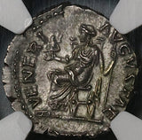 161 NGC Ch AU Faustina Jr Roman Empire Denarius Rare Venus Augustae Marcus Auelius 5/5 (22031702C)