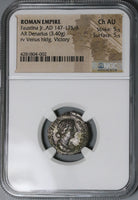 161 NGC Ch AU Faustina Jr Roman Empire Denarius Rare Venus Augustae Marcus Auelius 5/5 (22031702C)