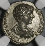 198 NGC XF Geta Caesar Roman Empire Denarius Felicitas & Geta Commemorative (21061602C)